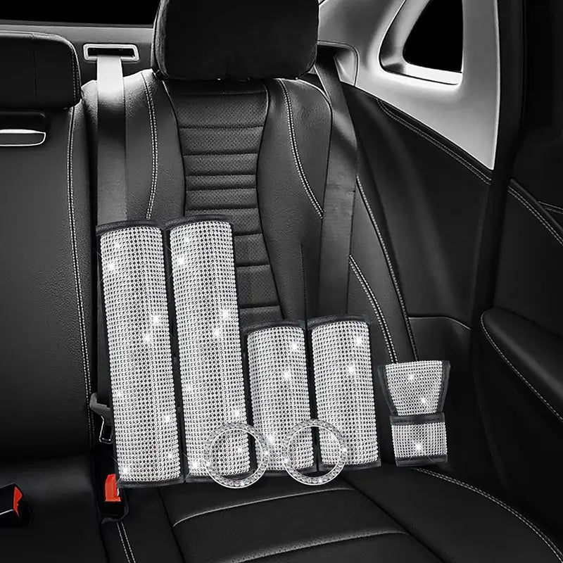 7-Piece Crystal Car Accessories Set - Diamond Luxe Collection