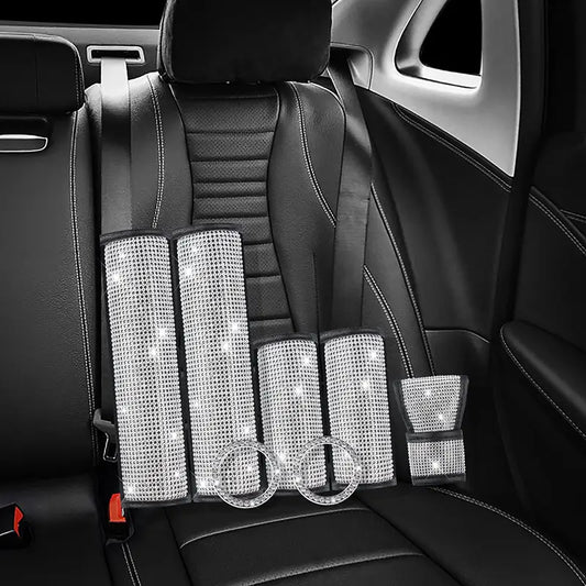7-Piece Crystal Car Accessories Set - Diamond Luxe Collection