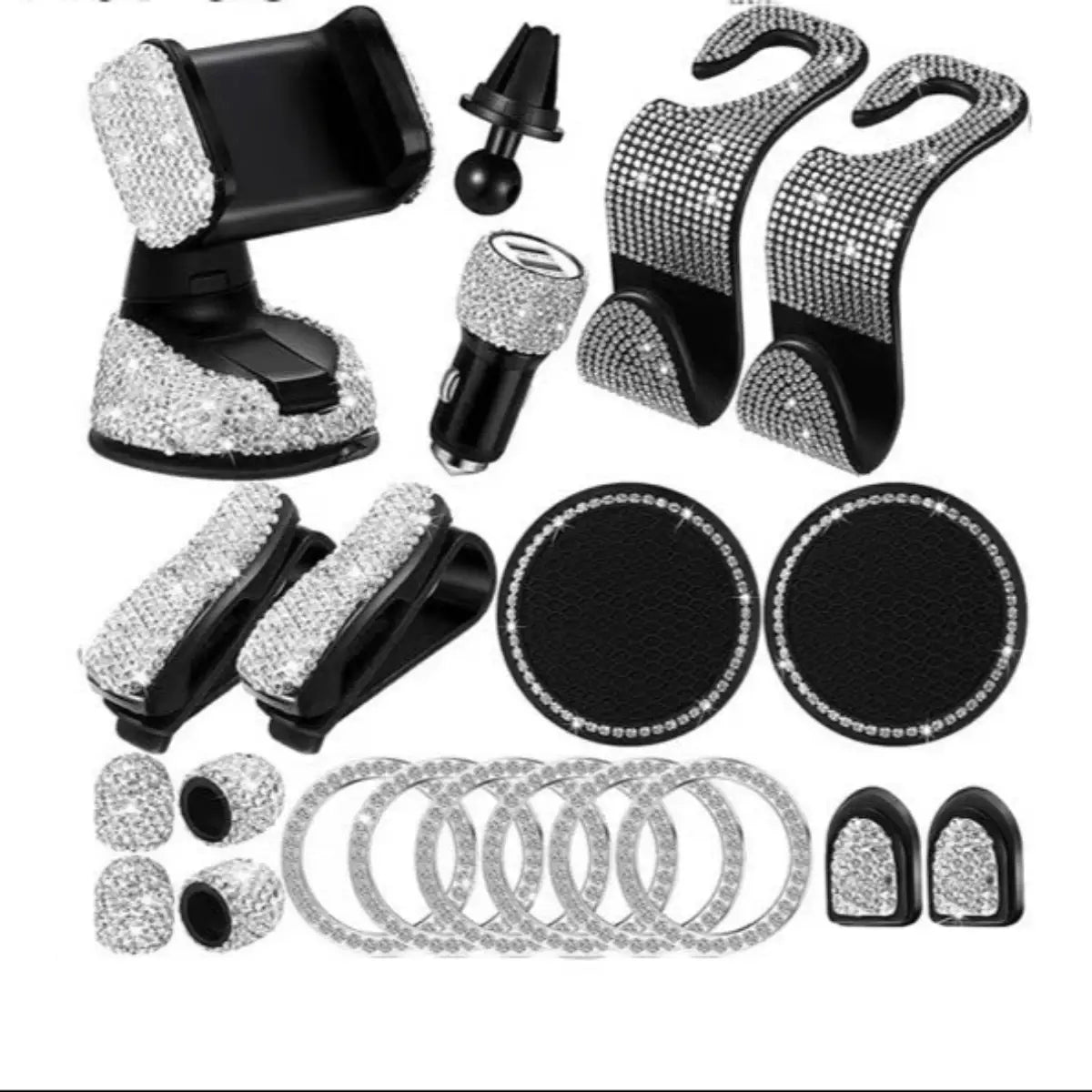 5-Piece Crystal Car Accessories Set - Interior Bling Kit