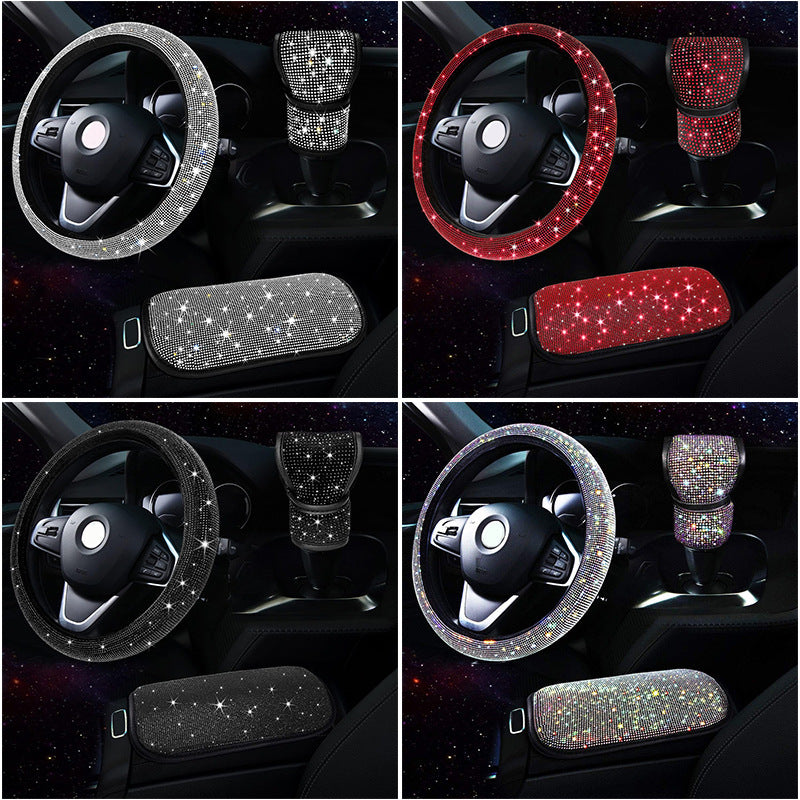 Premium 3-piece crystal car accessory collection transforming luxury vehicle interior
