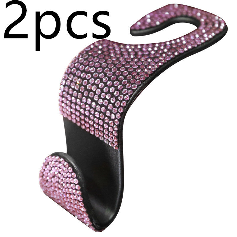 Crystal Car Seat Hooks - Bling Headrest Hangers (2 Pack)