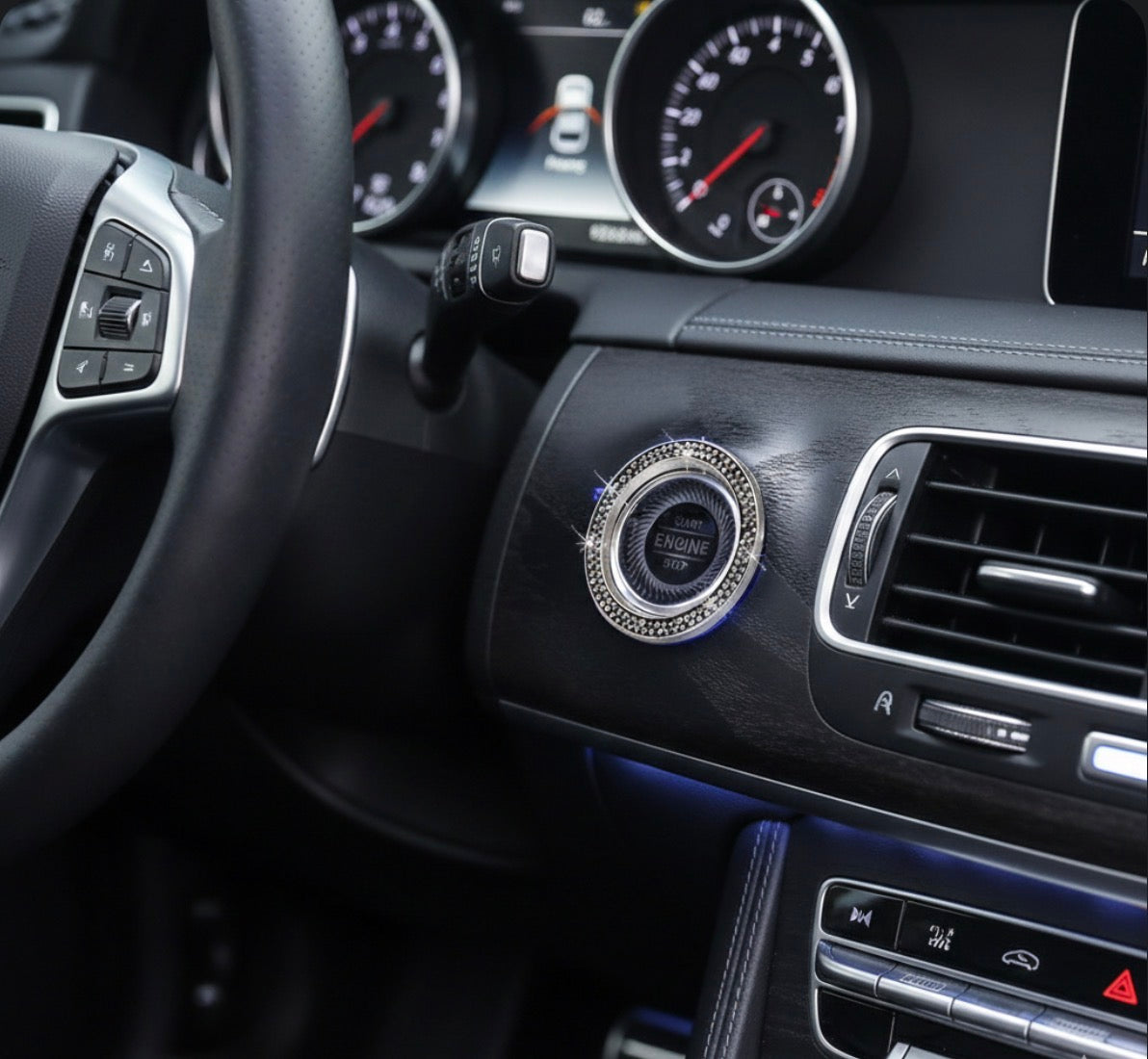 Crystal Start Button Ring - Diamond Ignition Decor