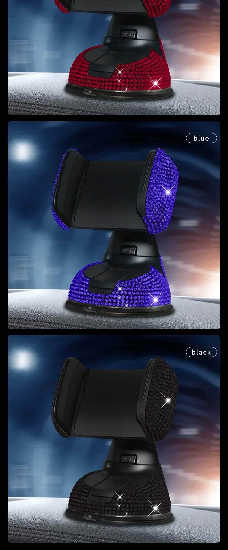 Luxury Crystal Car Phone Holder - Bling Rhinestone Air Vent Mount with Suction Cup Base