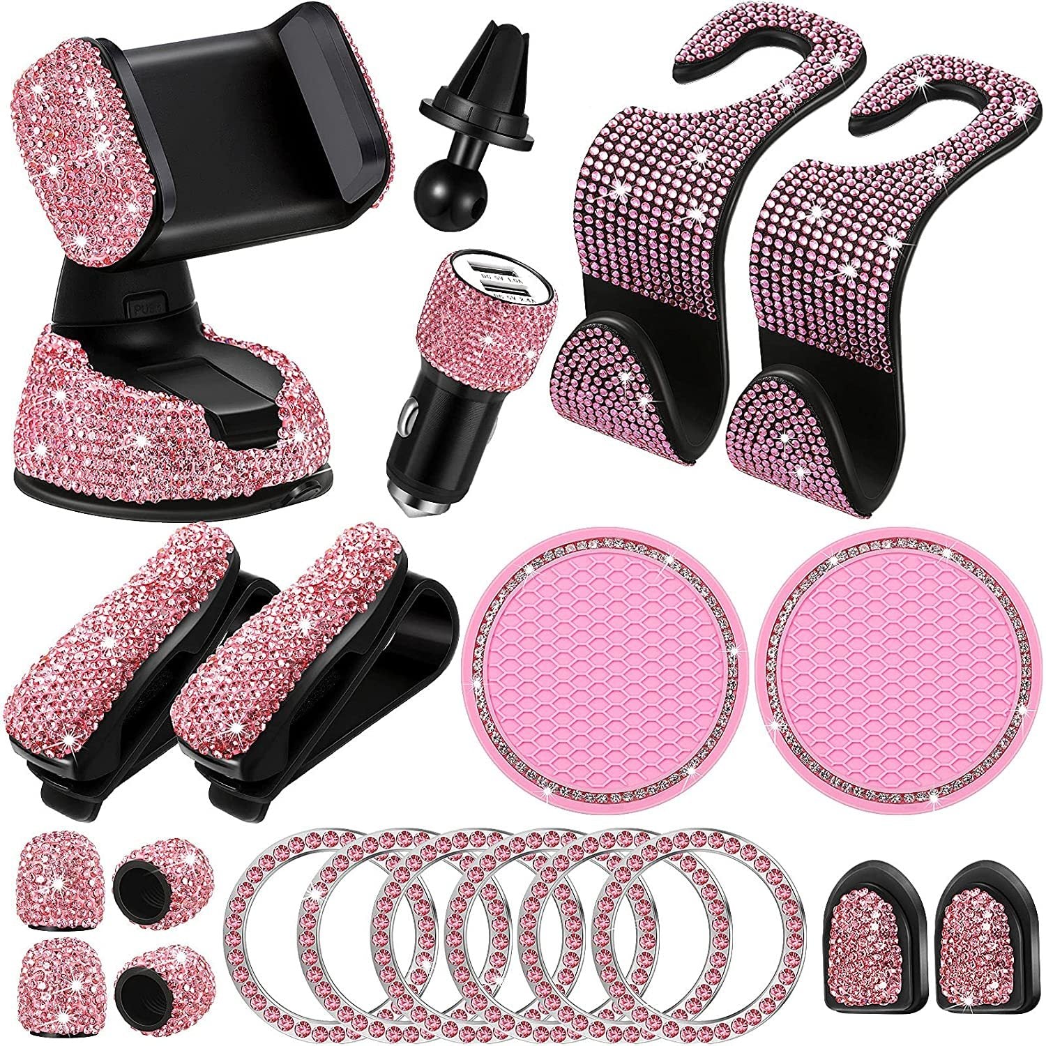 Steller Utility Collection 5-piece crystal car accessories set with hand-set rhinestones