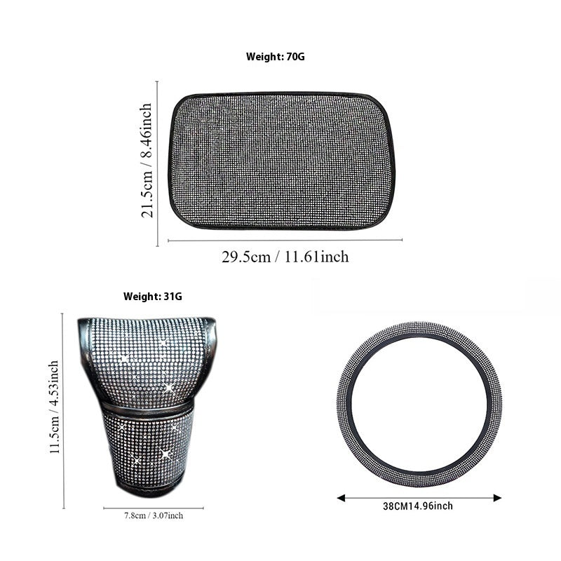 Luxury crystal car interior set with dazzling rhinestone accents for elegant vehicles

