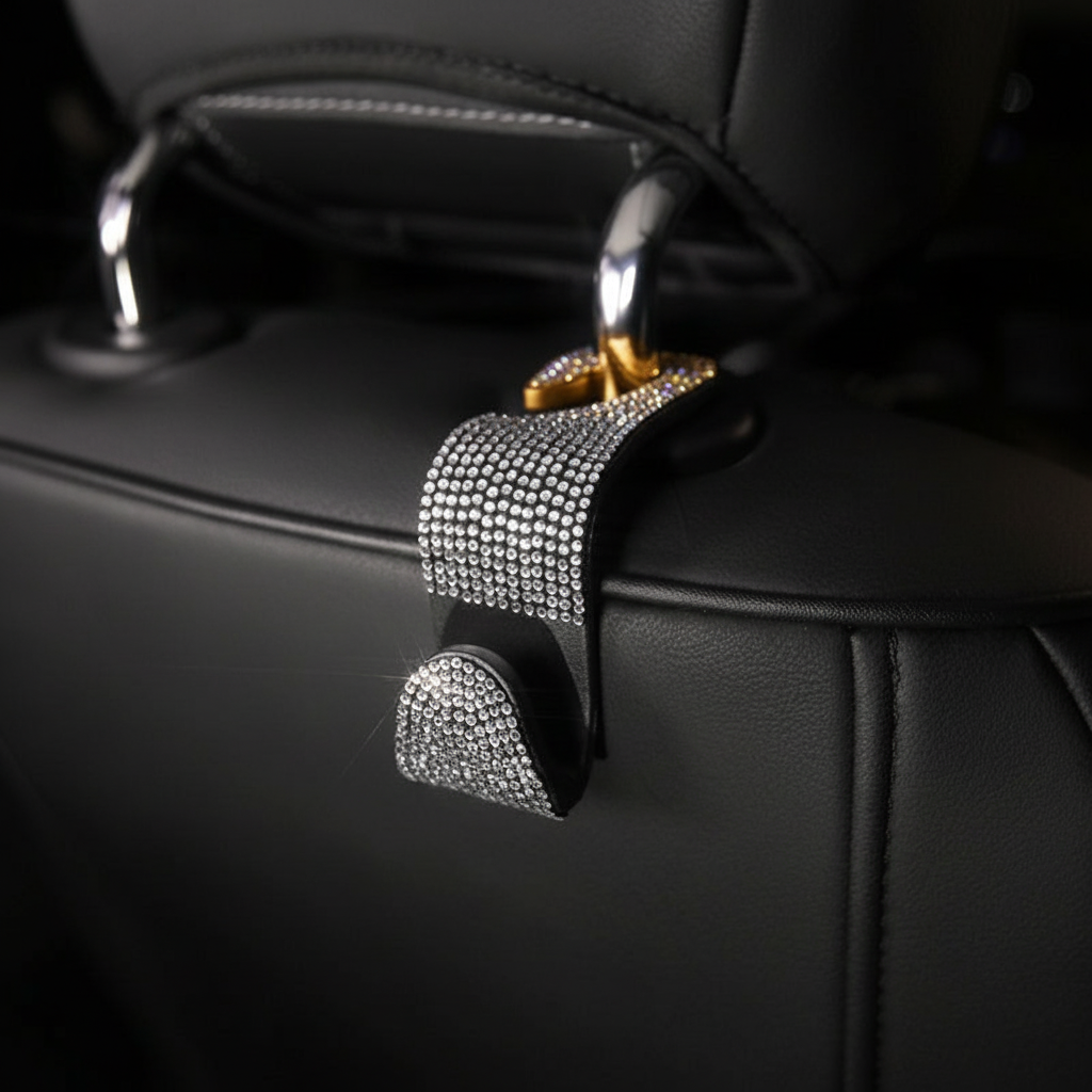 Close-up detail of crystal hooks