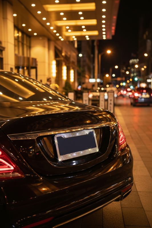 Sparkling crystal car license plate frame - premium automotive accessory